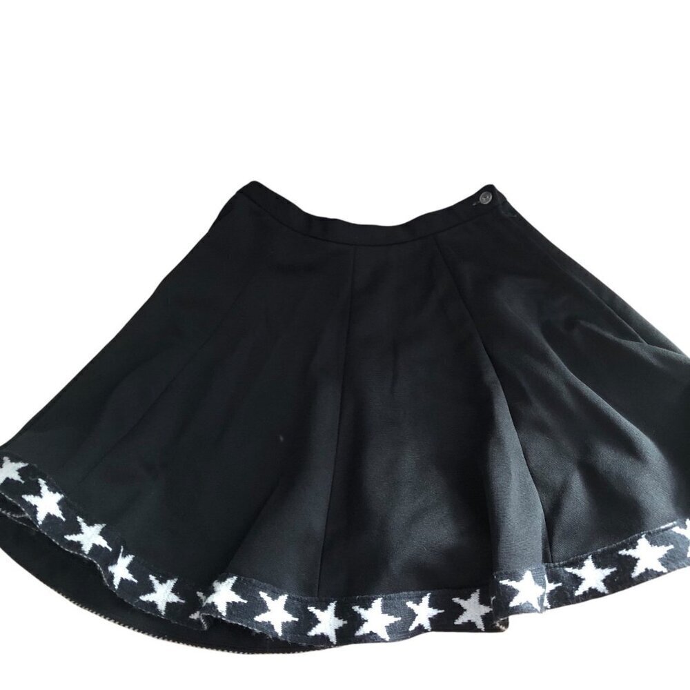 Vintage Kandel Schoolgirl Cheerleading Twirl Skirt Women's S Black White Stars